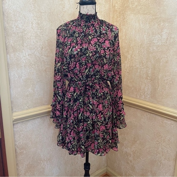 MISA Los Angeles Saint Floral Dress Belted Chiffon Mini Dress Small - Picture 10 of 17